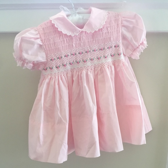 pink smocked dress baby